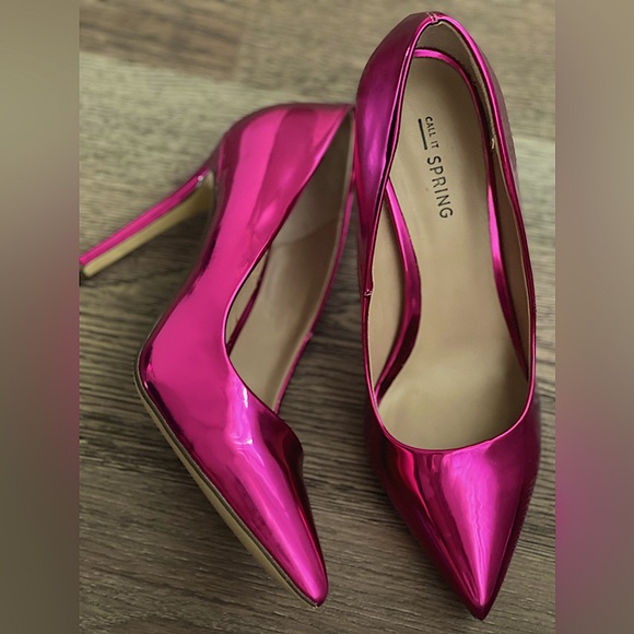 Stunning chrome hot pink pointed toe heels. Size 7.5 - Picture 1 of 9